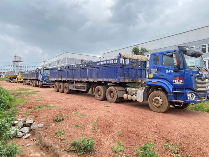 Some of the trucks belonging to the illegal miners, intercepted by the EFCC