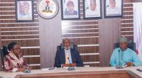 L-R : Permanent Secretary, Dr. Mary Ada Ogbe, Minister, Dr Dele Alake, Special Adviser to the Minister, Mr Kehinde Bamigbetan (Nigerian Mining)