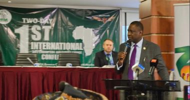 EFCC chairman speaking at the first international conference for climate change and anti corruption