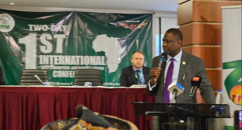 EFCC chairman speaking at the first international conference for climate change and anti corruption